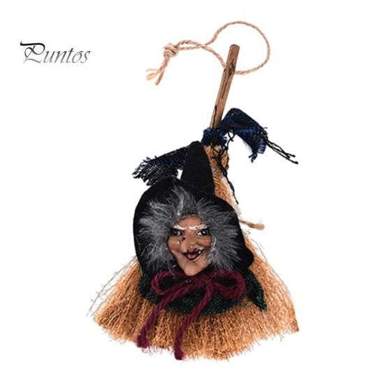 Halloween Witch Pendant Hanging Laughing Witch Broom Decoration Festival Home Decor Party Supply for Spooky Atmosphere