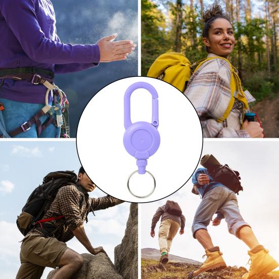 Retractable Keychain with Steel Wire Rope Carabiner Badge Reel Holder Clip Key Ring Heavy Duty Outdoor Camping Climbing Anti-lost Buckle
