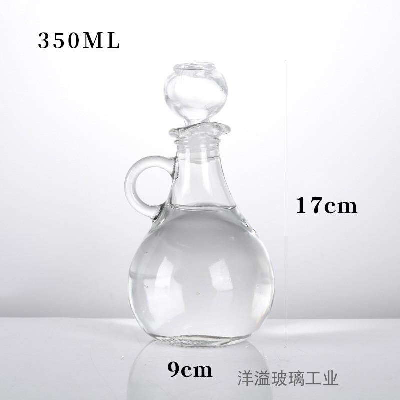 Skleněná nádoba na olej o objemu 350 ml v evropském stylu s rukojetí Láhev na olej Láhev na koření Láhev na olivový olej pro domácnost Láhev na olivový olej do kuchyně Kuchyňské koření