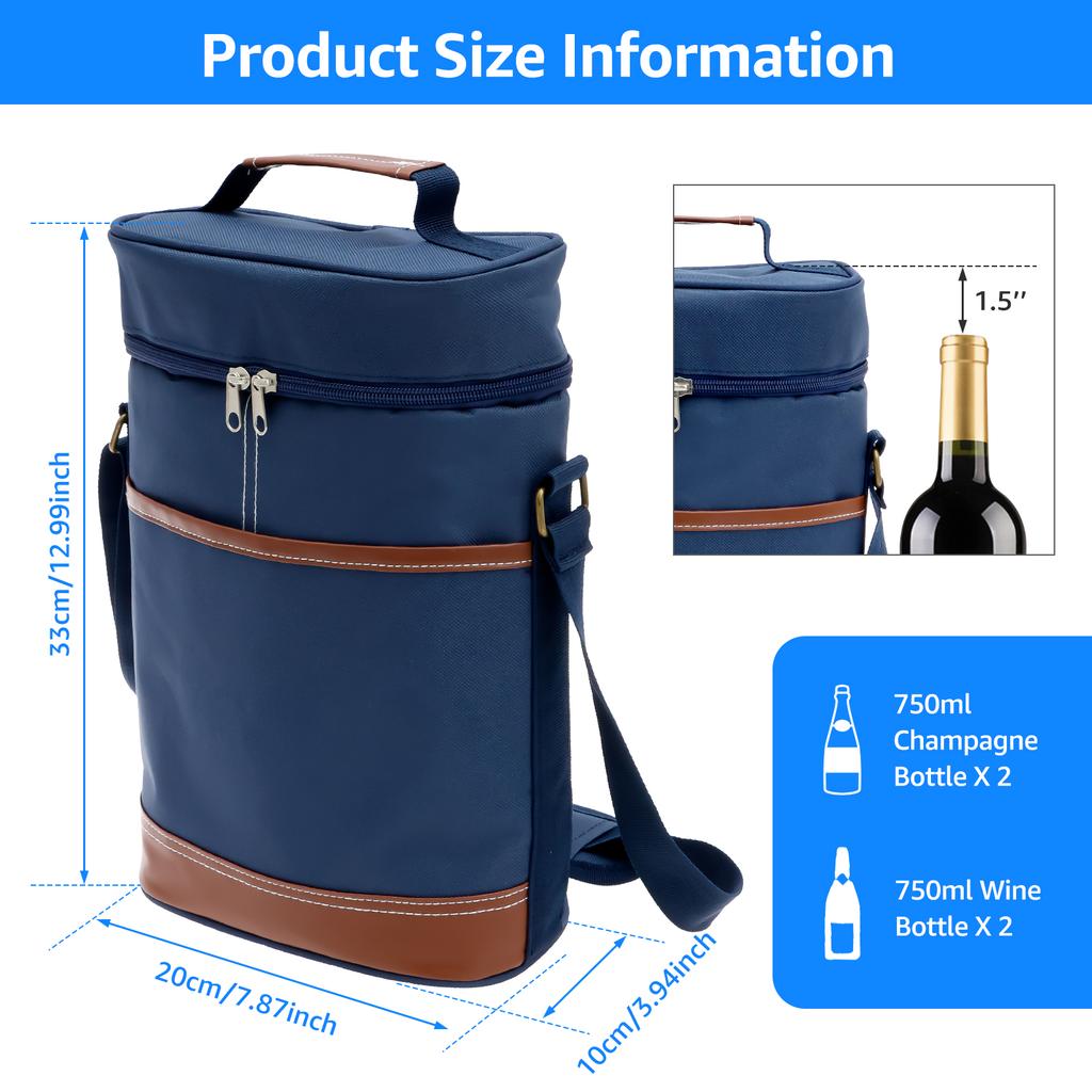 Wine Cooler Bucket Wine Bag Cooler Holder Champagne Cooler Beer Chiller Ice Bag Leakproof Insulated Wine Carrier for Travel Beac