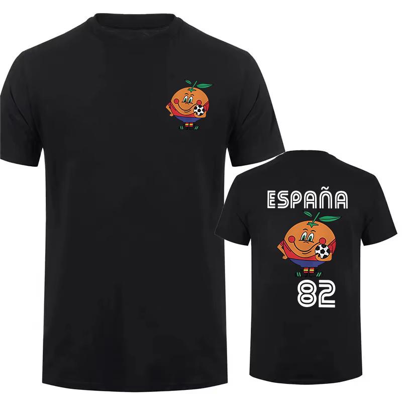 T-shirt Naranjito Uomo Donna Girocollo Espana 82 Mascotte Spagna 1982 Calcio Maglietta Manica Corta Top Casual