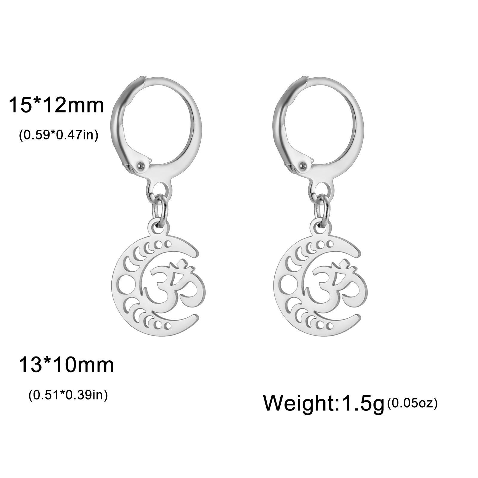 Jeshayuan Indian Buddhist Symbol Yoga Om Hoop Earrings For Women Lotus Flower Filigree Stainless Steel Earring Jewelry Gift