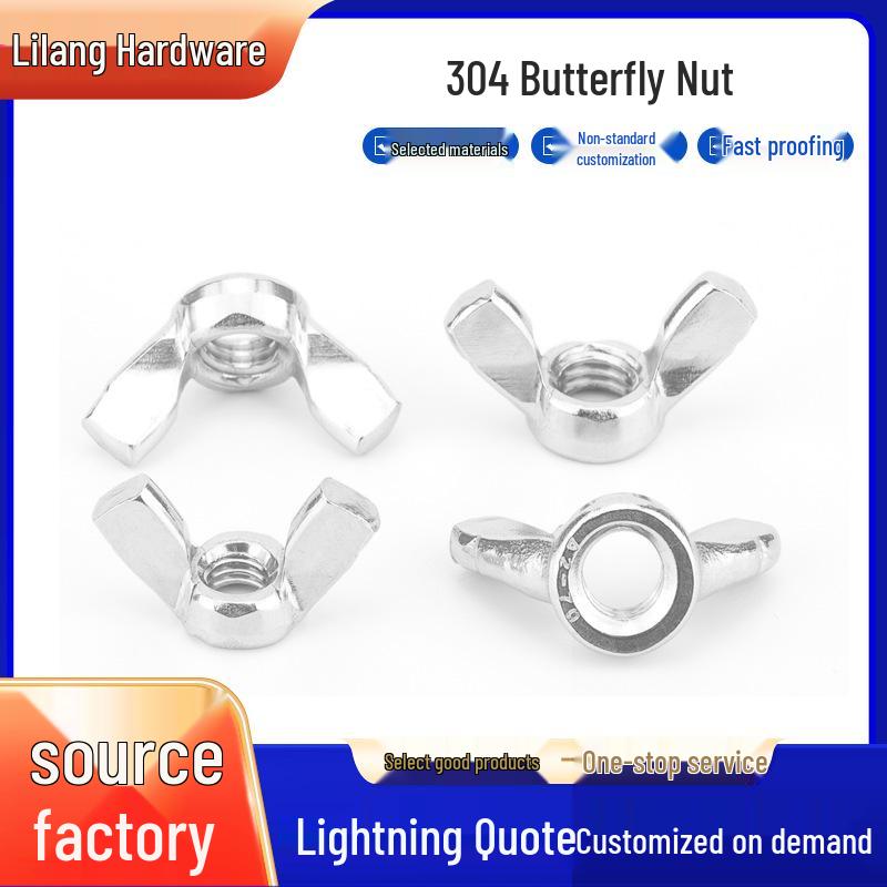304 Stainless Steel Wing Nut Hand-Tightening Horn Nut DIN315