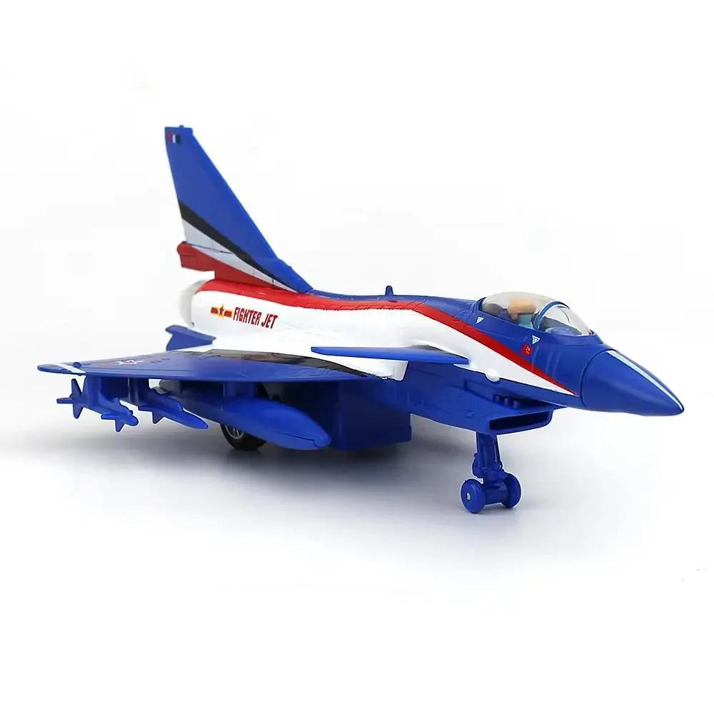 Alloy J-10 Fighter JET Model Acoustooptic Return Force Aviation Military Aircraft Model Toy Ornament Gift F543