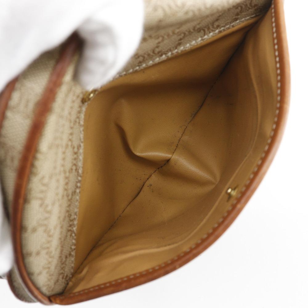 Celine Old Celine Shoulder Bag Macadam Vintage Beige PVC Women Used