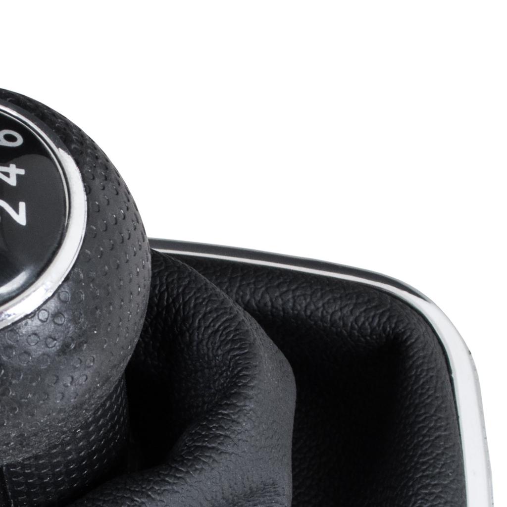 VW Golf IV 97-03 Gear Shift Knob Black + Gaiter with Chrome Frame, 6-Speed, 12mm Hole