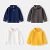 Boys Long Sleeve Polo Shirt Cotton Casual Collared T Shirt Spring Autumn Top for Kids