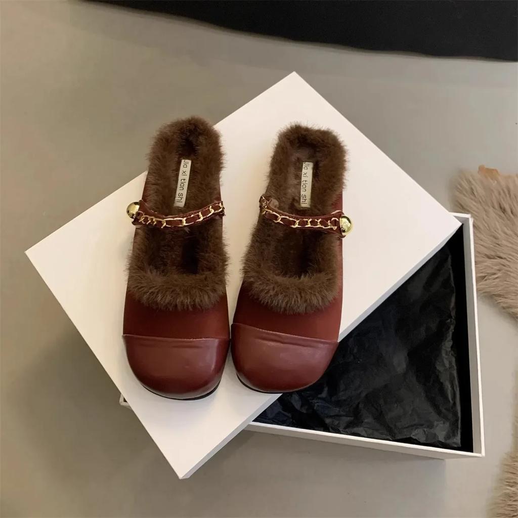Flat Short Plush Elegant Women's Slippers Outdoor Breathable Warm Women's Shoes Casual Fashion Women's Slippers Shoes for Women