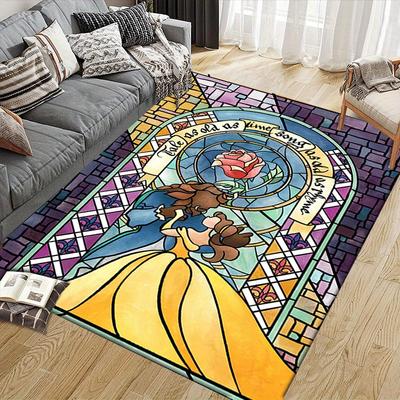 1pc Beauty and the Beast Carpet Area Rug, Bedroom, and Playroom Durable, Stain-Resistant, and Easy To Clean, Living Room