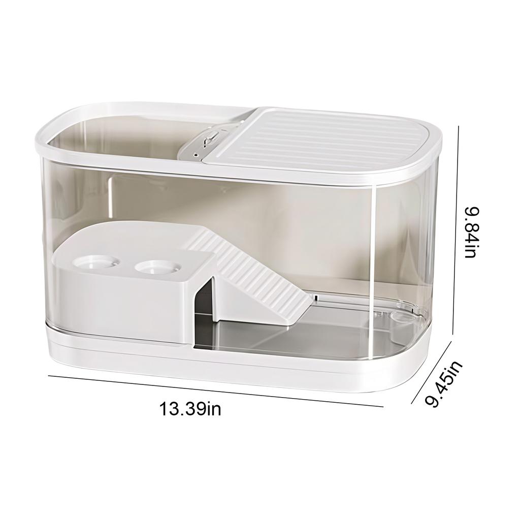 Turtle Breeding Box with Basking Platform Desktop Aquarium Small Transparent Tank for Turtles Crabs Fishes Amphibians Reptiles