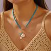 Böhmischer Seestern Muschel Anhänger Halskette mit OT-Verschluss Bunte Reiskornperlen Keramikfisch Choker Halskette Strandurlaub Schmuck