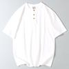 Foreign Trade Surplus American Retro Style Henley Collar Pure Cotton T-Shirt, Short Sleeve, Unisex, Loose Fit, Trendy