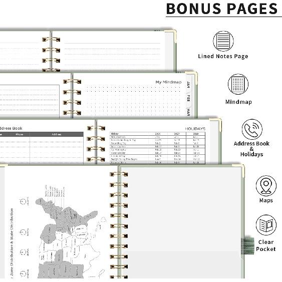 AHGXG 2026 Planner, Weekly and Monthly, 2026 Calendar, Jan 2026 - Dec 2026, Hardcover with Monthly Tabs, 100 GSM Thick Paper, for Women School Home