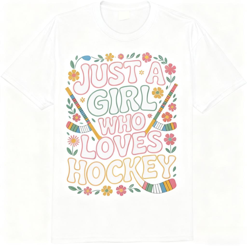 Just A Girl Who Loves Hockey Proud Female Hockey Players Comfort Colors Adult Heavyweight Unisex Fashion Loose Cotton T-Shirt