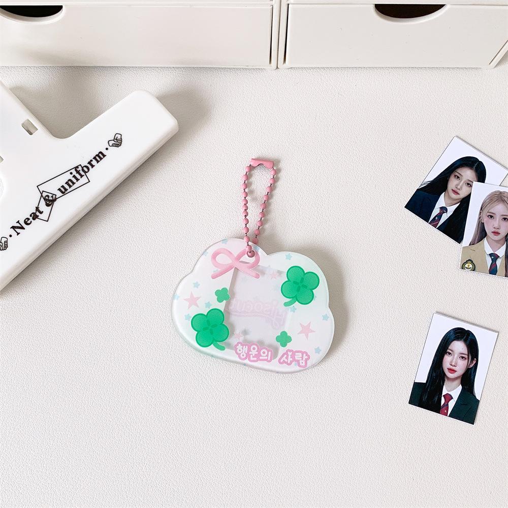 Glitter Star Card Holder with Keychain Acrylic 1-Inch Photocard Holder ID Card Case Student Kpop Idol Photo Card Bag