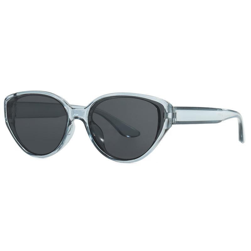 Fashion brown glasses retro cat eye sunglasses women's plain face whitening advanced sense UV protection sunglasses men