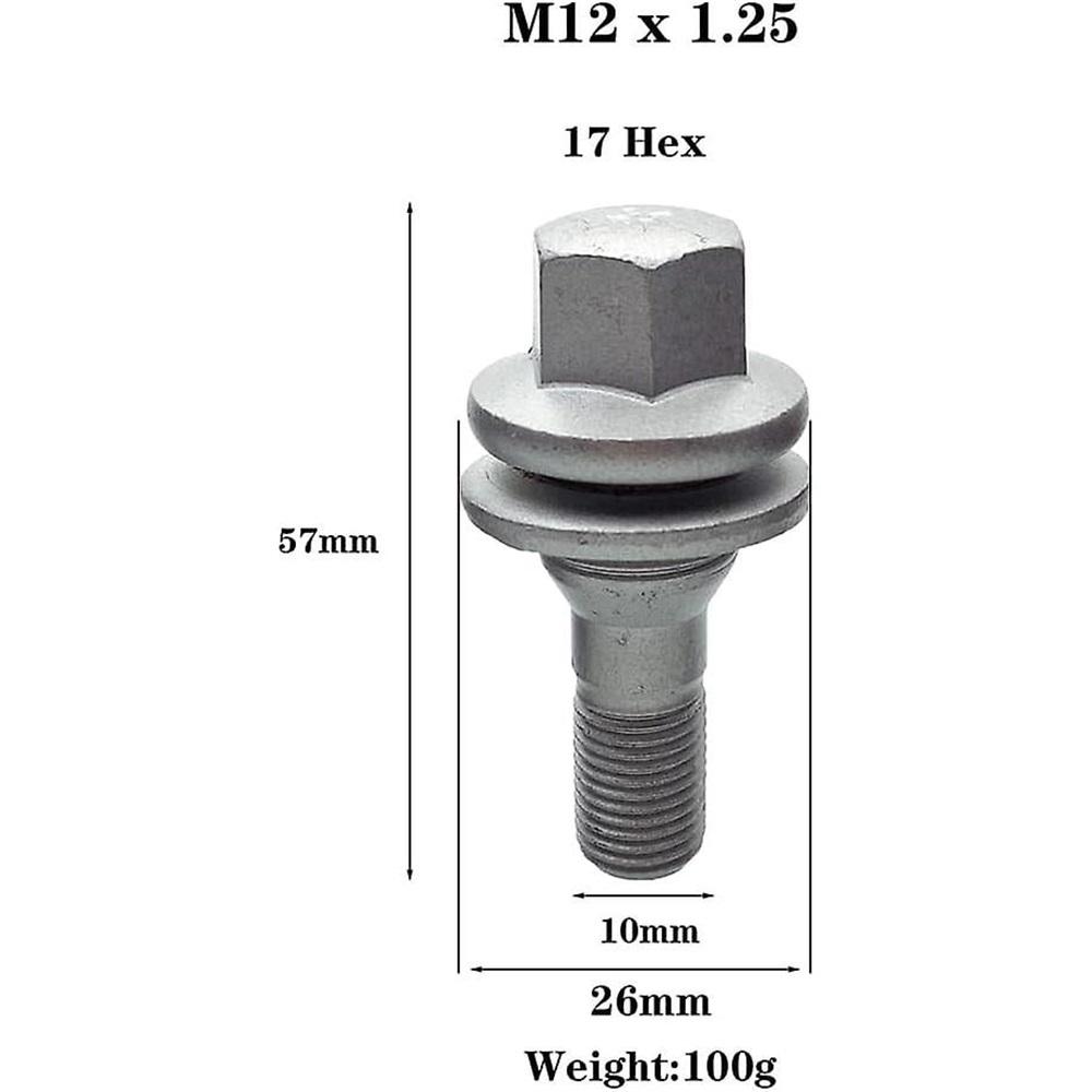 4PCS Wheel Bolts Nuts for Citroen C2 C3 C4 C5 Peugeot 206 207 308 407,Thread M12 x 1.25
