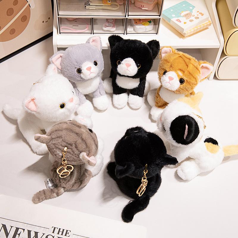 Simulation Cute Kitten Pendant Doll Plush Toy Doll Cute Cat Bag Hanging Decoration Keychain Gift