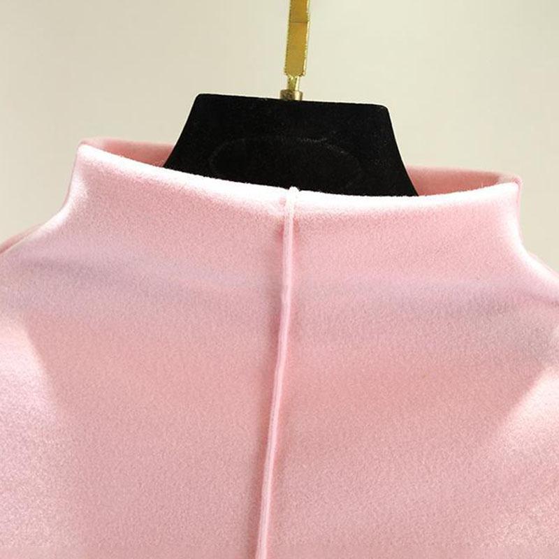 Double-sided Velvet Two Piece Set Autumn Clothes and Pants Women's Half High Neck Warm Long Sleeved Top Solid Color Undershirt Autumn and Winter