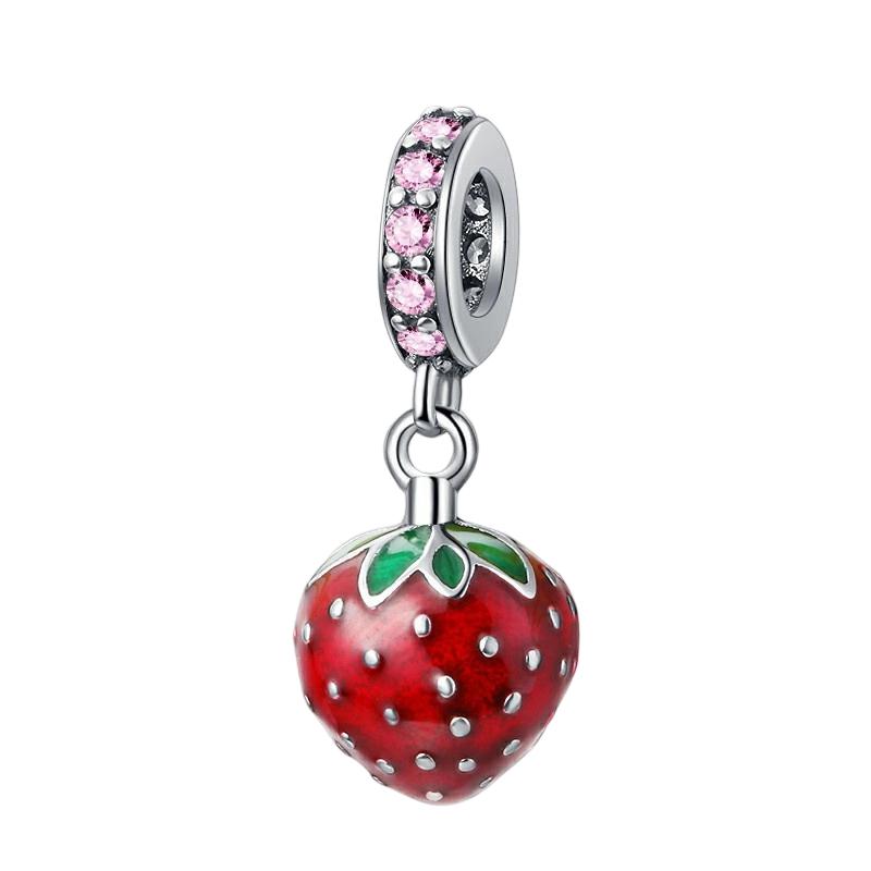 New Strawberry, Apple, Durian Pepper Charm Bead Fit European Original Silver Bracelet DIY Jewelry Gift Accessories for Women