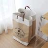Vintage Linen Fabric Large Capacity Laundry Storage Basket. Household Dirty Clothes Basket Toy Storage,Foldable Design