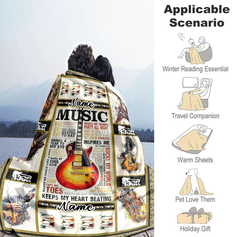 Love Music33 Personalized Text Blanket Multi-purpose Personalized Blanket Soft & Cozy Perfect for Bedding Office Chair Home Decor for All Occasions