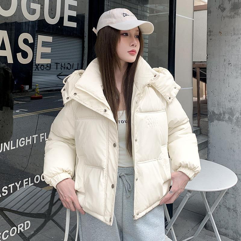 2025 new winter clothes, Korean version of short women's down cotton clothes, loose bread jackets, cotton jackets, fashionable hooded padded jackets