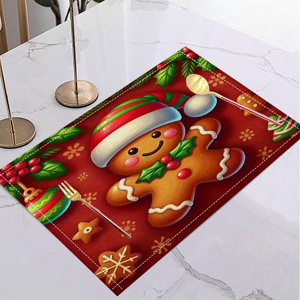 Christmas Themed Linen Placemats Snowman Tree Place Mats Christmas Table Placemats Xmas Dining Kitchen Party Decor