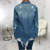 Women Jeans Jackets Spring Summer Ripped Denim Vintage Casual Denim Jacket Long Sleeve Female Chic Coat Streetwear 2026