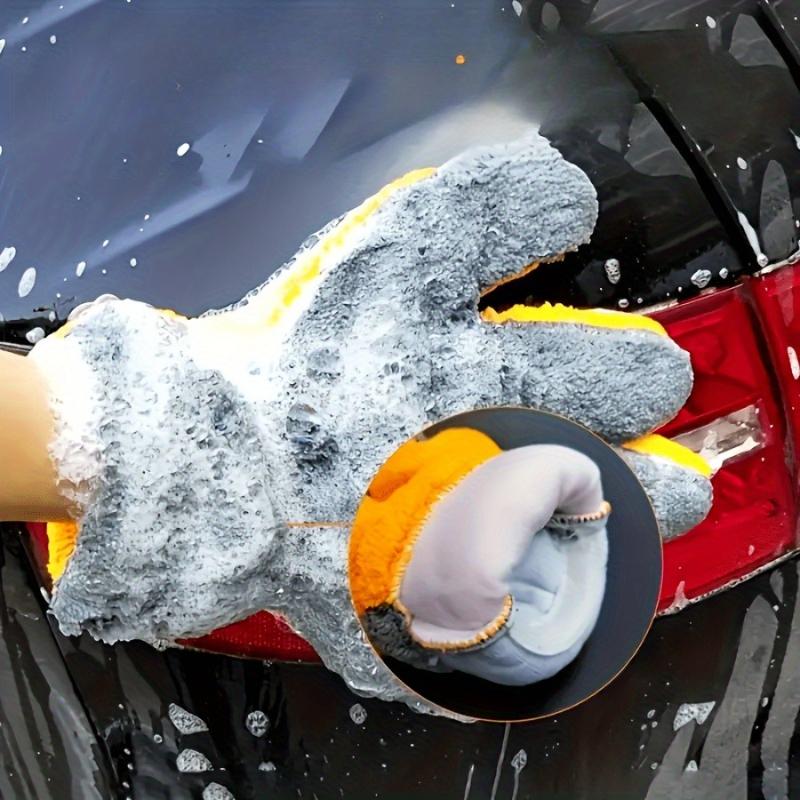 Double-Sided Coral Fleece Five-Finger Car Wash Gloves Instrumentation Drying Plush Thick Towel Car Polishing Wash Tools