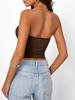 Damen Bandeau gerafftes Crop-Top - Lässig, Vielseitig, Eng anliegend