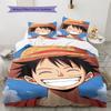 One Piece Monkey D Luffy Muster Bettwäsche Bettdecke Set Bettbezug Kissenbezug Zuhause Geburtstagsgeschenk(1 Bettbezug + 2 Kissenbezüge, ohne Füllung)