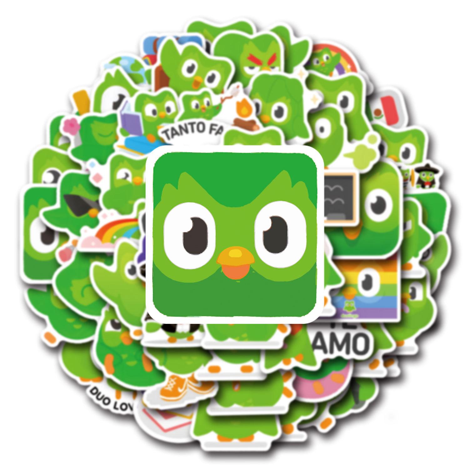 55 Duolingo Doodle Stickers for Personalizing Luggage and Scooters