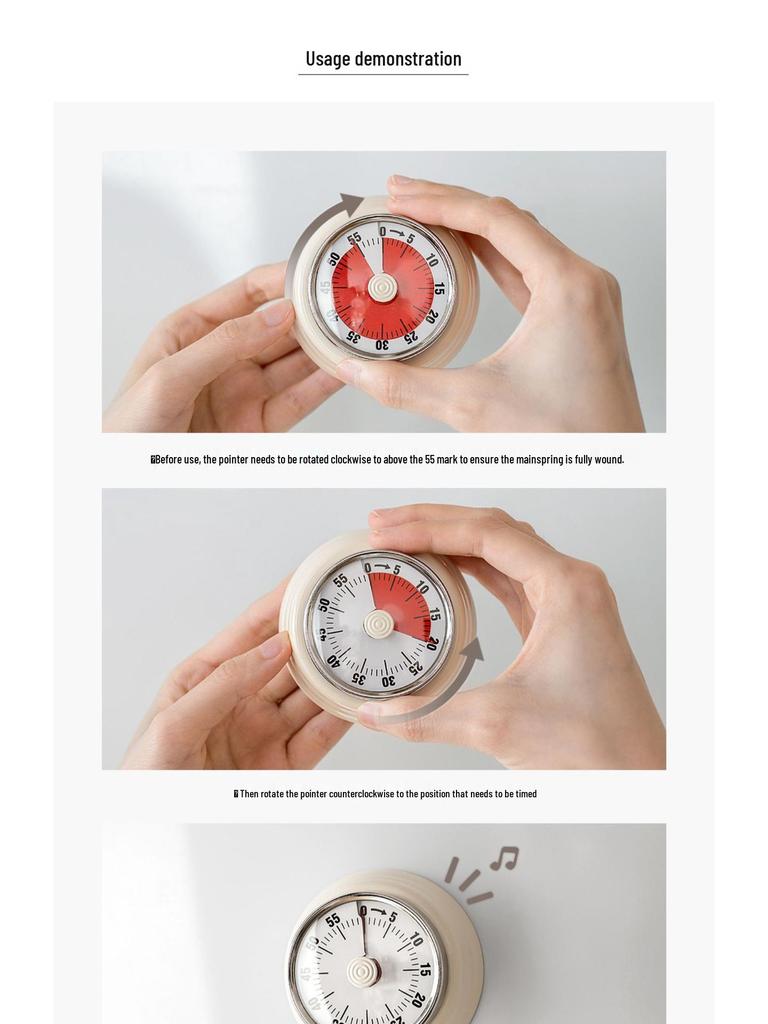Magnetic Kitchen Timer: Visual Countdown Clock with Alarm
