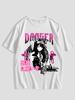 Dagger Let It Burn Devil Angel Anime Girl Pink Cross Japanese Kanji Print TShirt Unisex Unisex Casual Cotton Tee Short Sleeve Tops