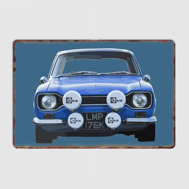 

Раллийный автомобиль Escort MK 1 Классический спортивный автомобиль Металлическая табличка Постер Украшение гаража Декор комнаты Автомобильный клуб Жесть Домашний декор 20x30cm（7.8x11.8inch）