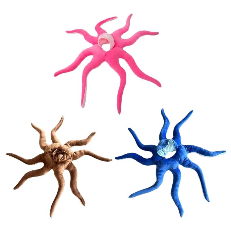 51in Plush Doll Stuffed Animal Octopus Pillow Toy Novelty Cosplay Party Costume Toy Infant Photo Shooting Props Headgear