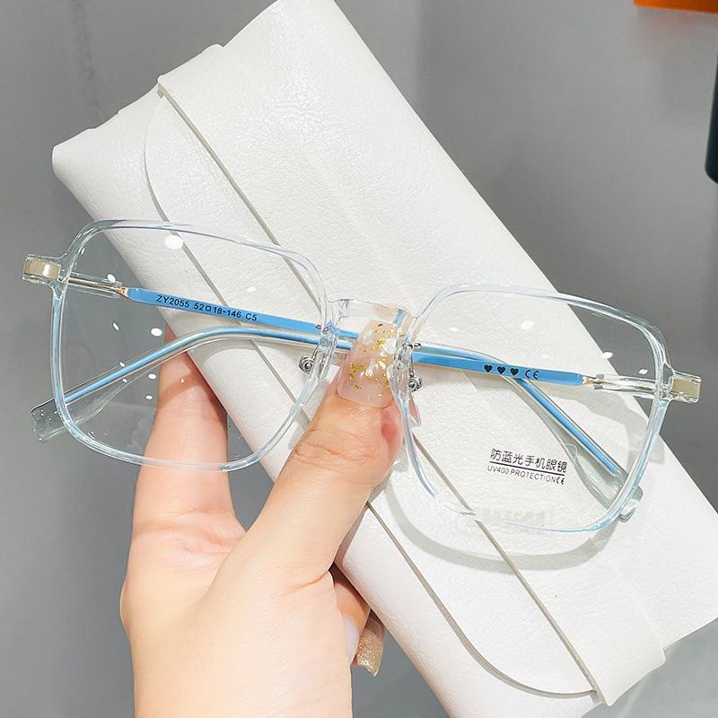 Trendy Anti Blue Light Glasses Frame For Girls Korean Version Fashion Plain Large Square Myopia Men Eyewear Reading Glasses