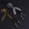 Country Style Bolo Tie Feathe Cowboy Jazz Hat Necktie Necklace Costume Accessory