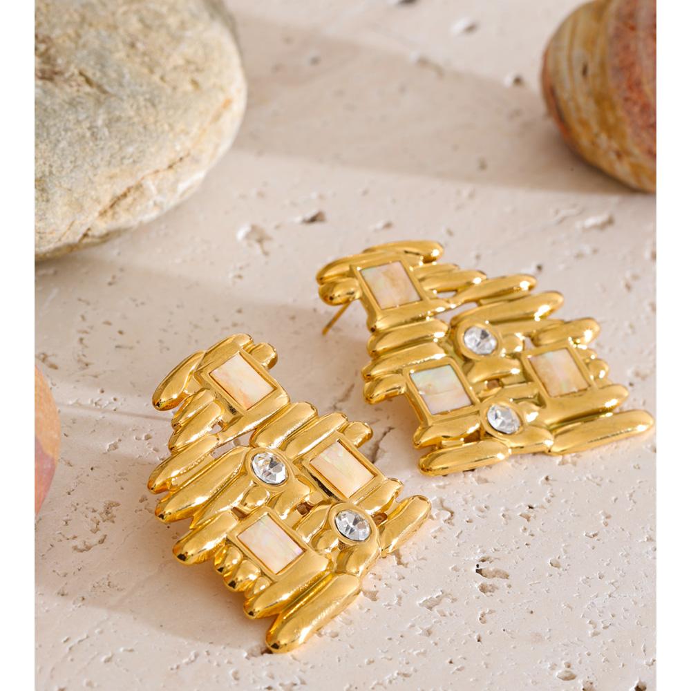 Eetit Stylish Unique Stainless Steel Zirconia Geometric Stud Earrings Trending 2025 Trade Jewelry Tarnish Resistant