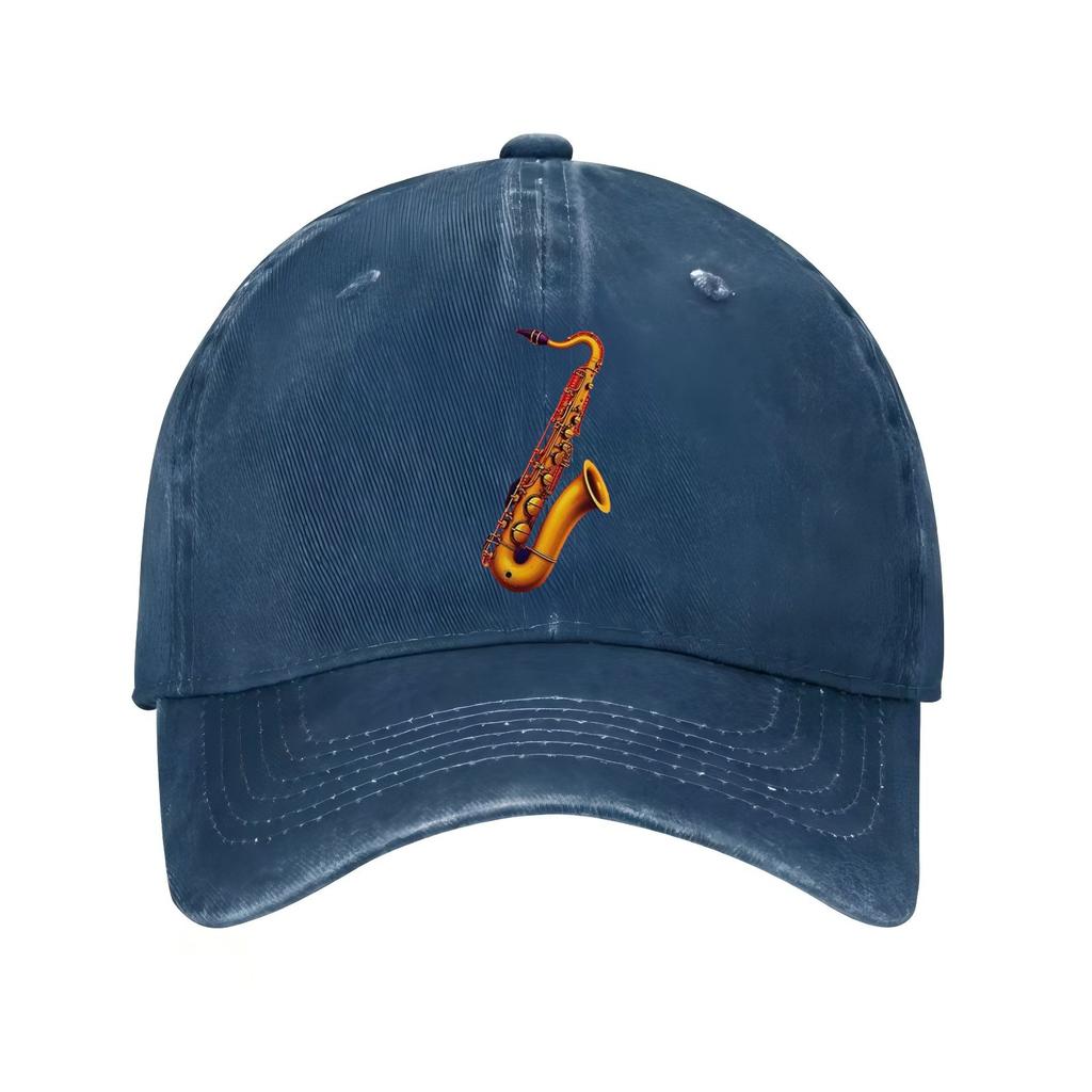 Czapka z daszkiem z nadrukiem muzycznym saksofonu, unisex, dla dorosłych, regulowana, bawełniana, codzienna, sportowa, nakrycie głowy