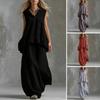 Completi 2 Pezzi da Donna con Felpa con Cappuccio Senza Maniche e Pantaloni Lunghi Set Estivo Casual con Volant Abbigliamento da Relax