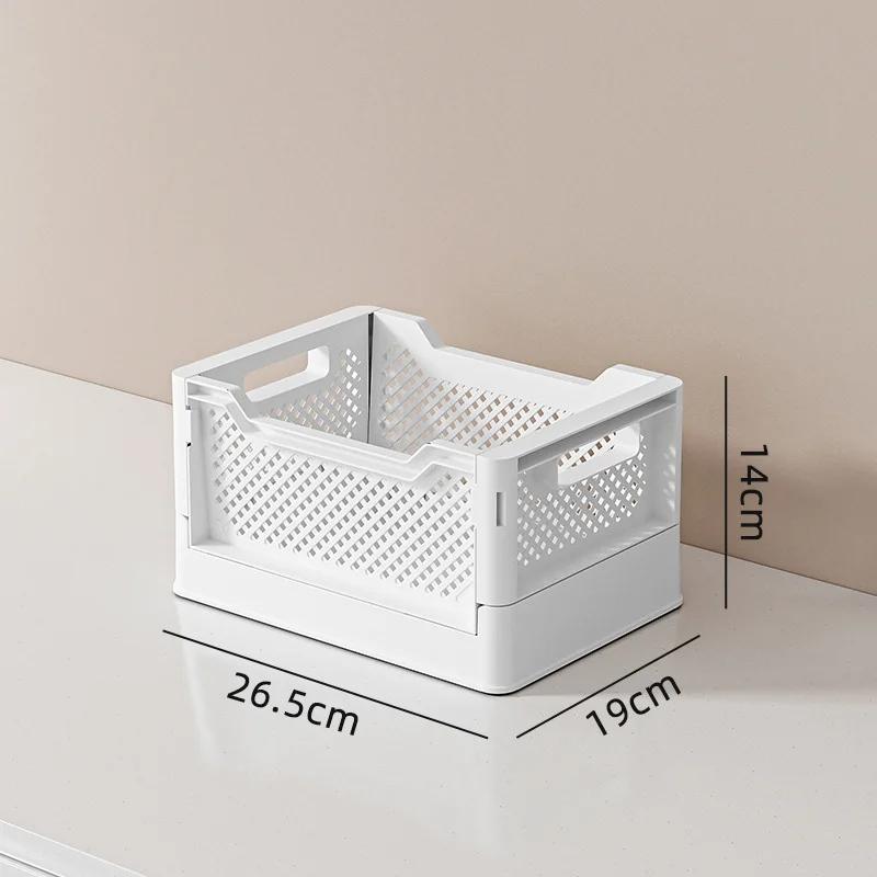 Desktop Book Storage Basket Stackable Large Capacity Folding Storage Box for Sundries Organizer Portable Storage Bin with Handle