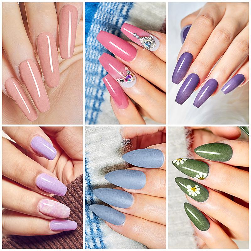 MEET ACROSS 5g/10g Dipping Nail Powder Set Nude Pink Dipping Glitter Powder System Kits Dust Nail Art DIY Decoration Natural Dry