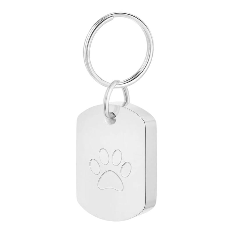 Pet Cremation Jewelry for Ashes Pet Urns Keychain with Paws Print for Dog Cats Ashes Animal Lover Keepsakes Gift серебряный
