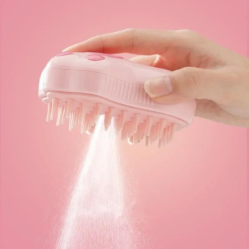 2025Multifunctional Rotating Cat Grooming Steamer Brush Pet Hair Removal Spray Massage Comb 3 In1 Self Cleaning Steam Cat Brush