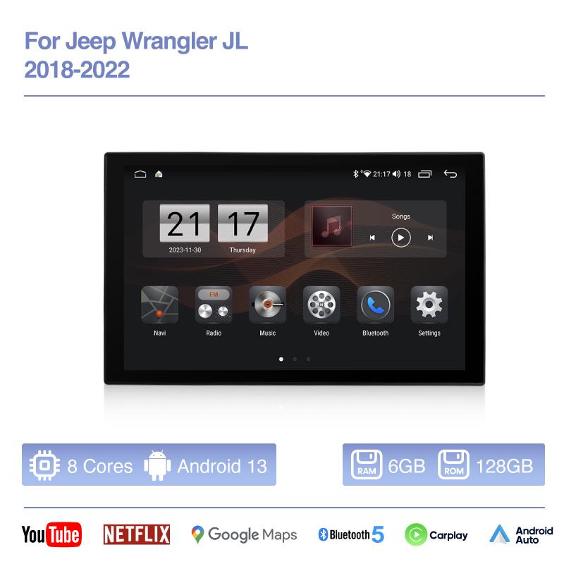 11.8inch Android13 car radio multimedia player For Jeep Wrangler JL 2018-2025 GPS navigation stereo Android auto Carplay 4G 360