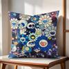 Art Sunflower MMurakamiTakashi Cushion Cover Natural Linen Organic Fabric DoubleSided Printing Couch Pillow Covers Home Decor