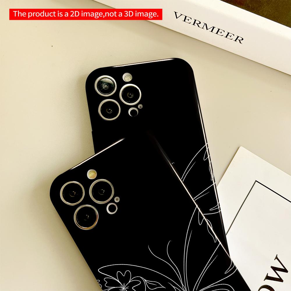 Butterfly & Floral Line Art Phone Case All Inclusive Film Hard Phone Case, Compatible with iPhone 18 Pro Max 17 16 15 14 13 12 11