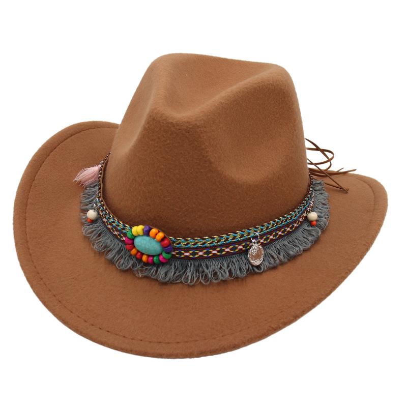 British Jazz Hat Big Eave Hat Square Ribbon French Top Hat Men'S And Women'S Cashmere Felt Hat